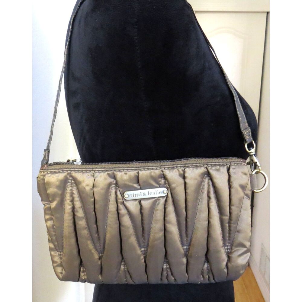 timi & leslie Bronze Quilted Purse/Wristlet/Clutch Bag  EUC